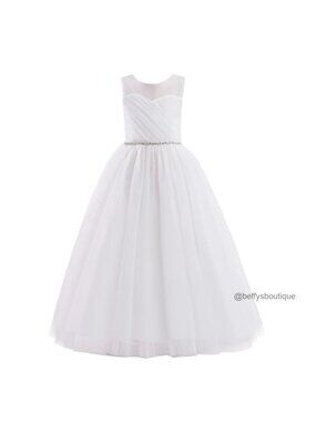 Girls Flower Girl Tulle Ball Gown A-Line Formal Pageant Dress
